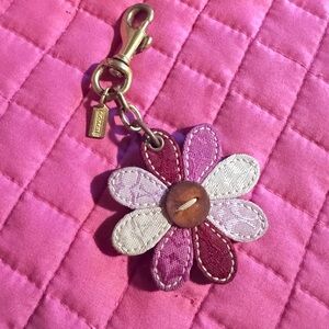 Coach Pink Quilted Bag with Floral Charm